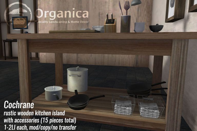 Cochrane – Rustic kitchen island with accessories